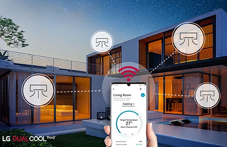 ภาพแสดงให้เห็นว่าคุณสามารถควบคุมเครื่องปรับอากาศได้จากนอกบ้านผ่านสมาร์ทโฟน	